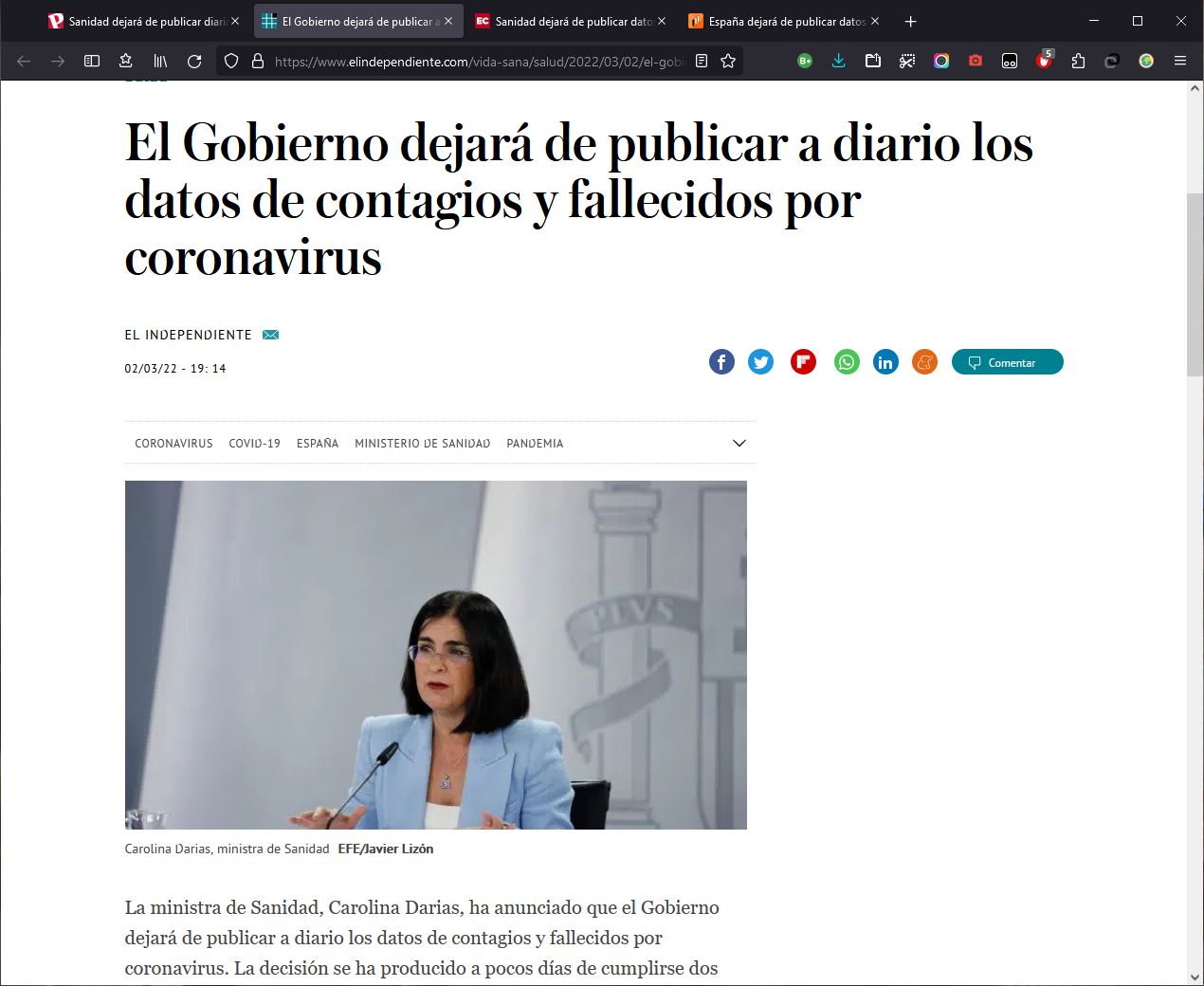 Ante la mortandad en masa que se avecina, el masónico gobierno de España anuncia que dejará de publicar los datos de «fallecidos» por la falsa pandemia (febrero 2 de 2022). https://uncatolicoperplejo.com/sanidad-anuncia-que-dejara-de-publicar-los-datos-de-fallecidos-por-la-falsa-pandemia/